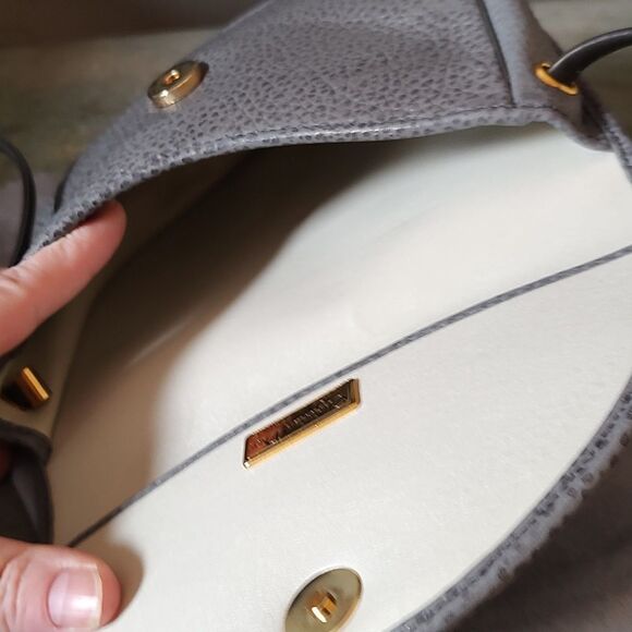 🔥2X HP🔥Christian Dior Leather Gray Pebble Pochette Bag Dior Logo Dust Bag - Picture 12 of 13